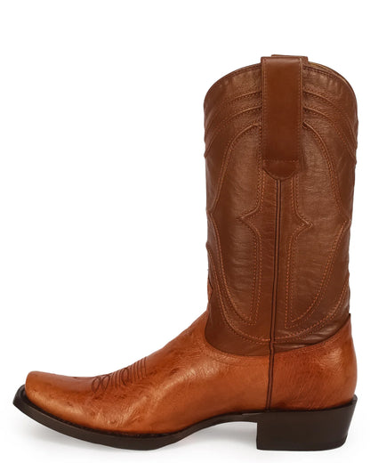 King Exotic Men’s Cutter Toe Smooth Ostrich Brandy Boots 749764