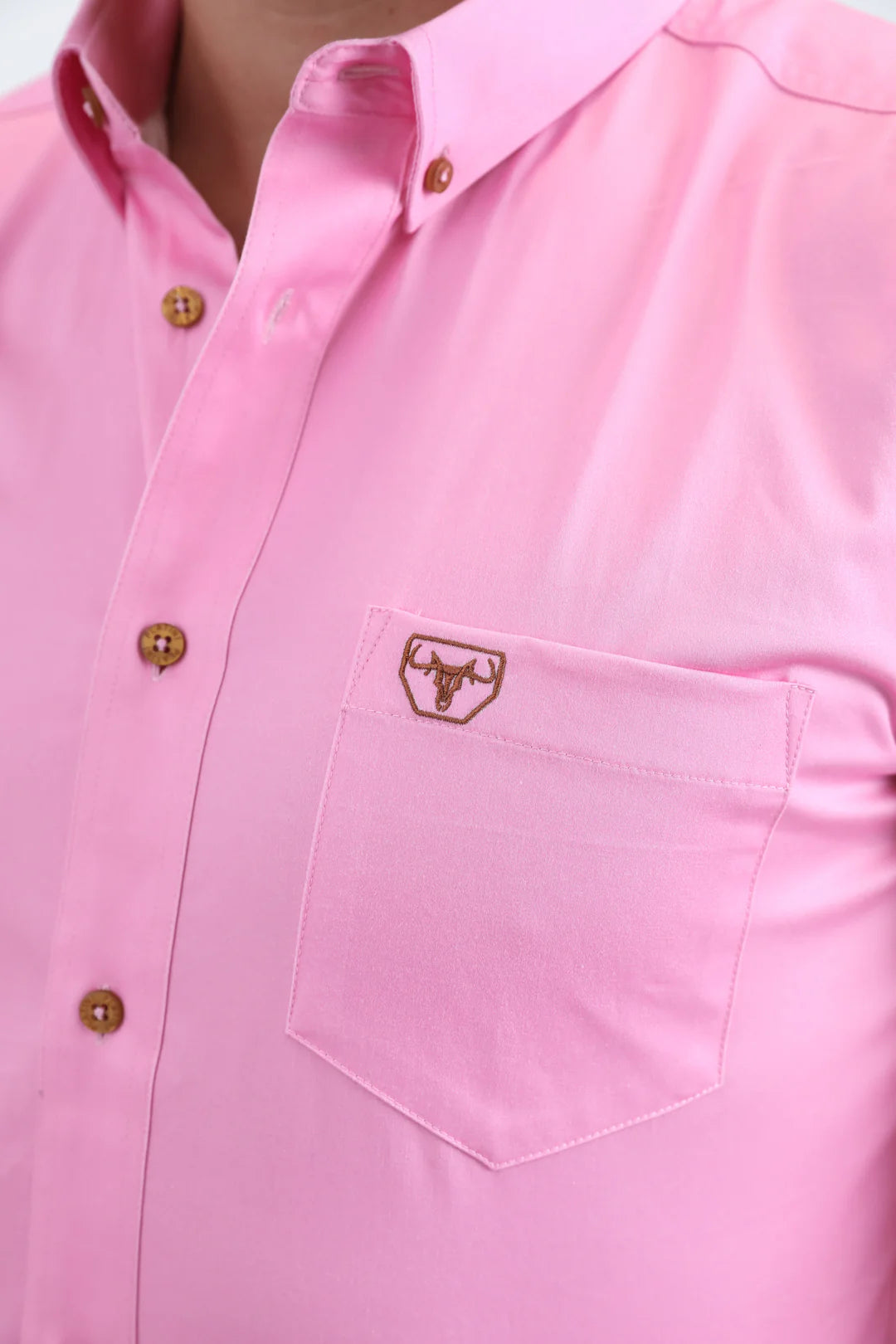 Platini Men’s Pocket Logo Modern Fit Stretch Hot Pink LS Shirt CTL11055