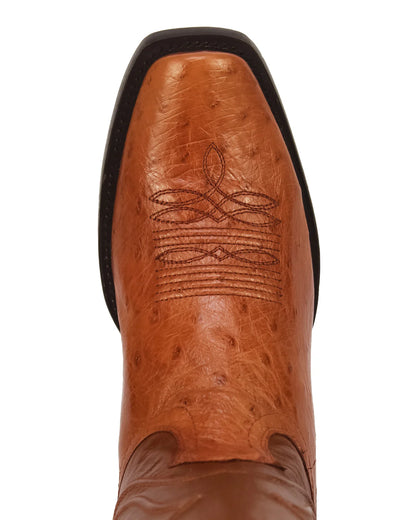 King Exotic Men’s Cutter Toe Smooth Ostrich Brandy Boots 749764