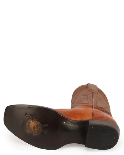 King Exotic Men’s Cutter Toe Smooth Ostrich Brandy Boots 749764