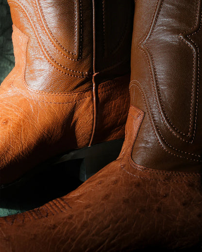 King Exotic Men’s Cutter Toe Smooth Ostrich Brandy Boots 749764