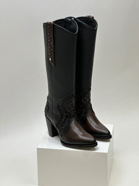 Cuadra Ladies Boot Chocolate Zipper Round Toe CC240