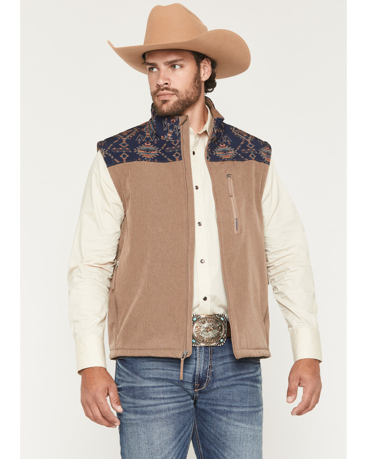 Hooey Men’s Full Zip Vest With Aztec Patterns