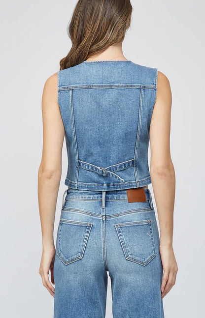 Hidden Medium Dark Fitted Demin Vest HD148V-MD