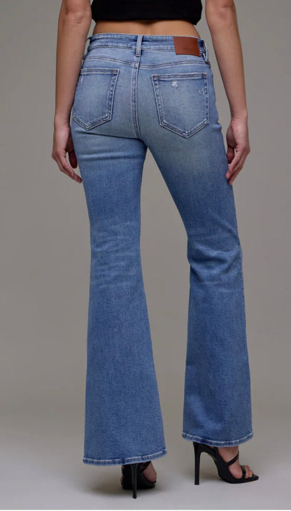 Hidden Happi Medium Light Grinded Stretch Mid Rise 33” Inseam Flare HD3307-ML