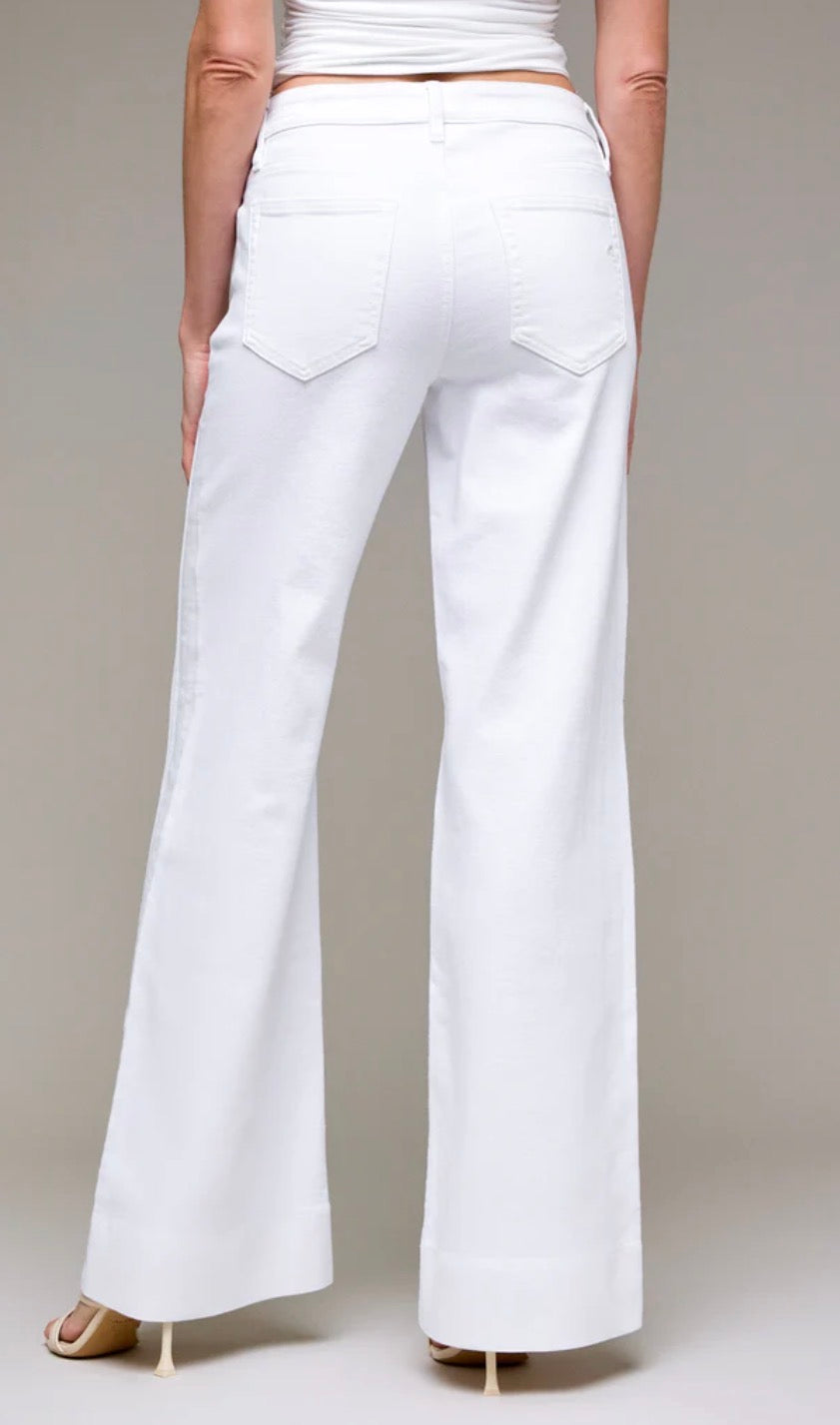 Hidden Happi White Denim Pintuck Mid Rise Comfort Flare HD3316CF-WHT