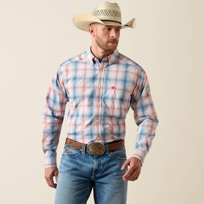 Ariat Men’s  Teddy White Plaid Print Long Sleeve Shirt 10071585