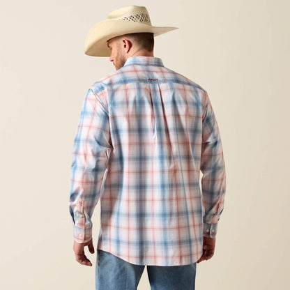 Ariat Men’s  Teddy White Plaid Print Long Sleeve Shirt 10071585