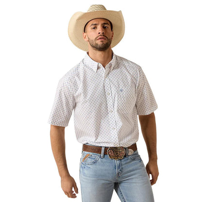 Ariat Men's Tenzin White Medallion Print SS Shirt 10071733