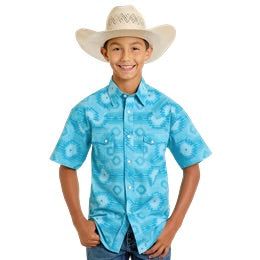 Rock&Roll Boys Aztec Print SS Snap Turquoise