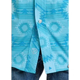 Rock&Roll Boys Aztec Print SS Snap Turquoise