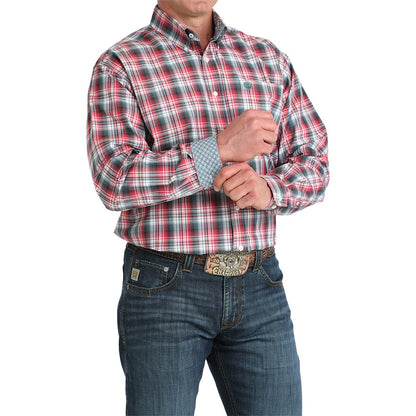 Cinch Men's Red & Black Plaid Long Sleeve Shirt MTW1106047