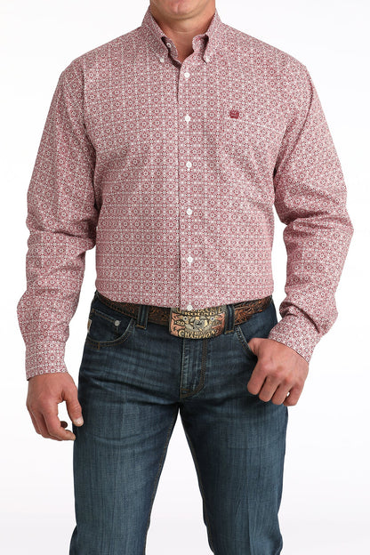 Cinch Men’s Red Printed Long Sleeve Shirt MTW1106052