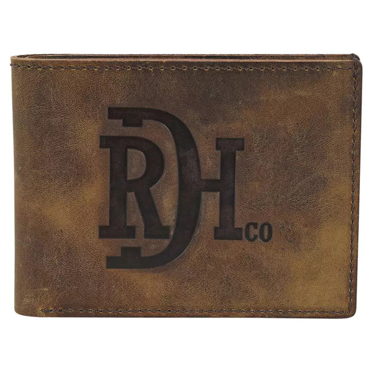 Red Dirt Western Mens Wallet Bifold Distressed Leather Logo Brown
