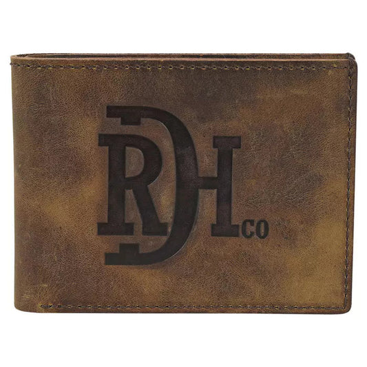 Red Dirt Western Mens Wallet Bifold Distressed Leather Logo Brown