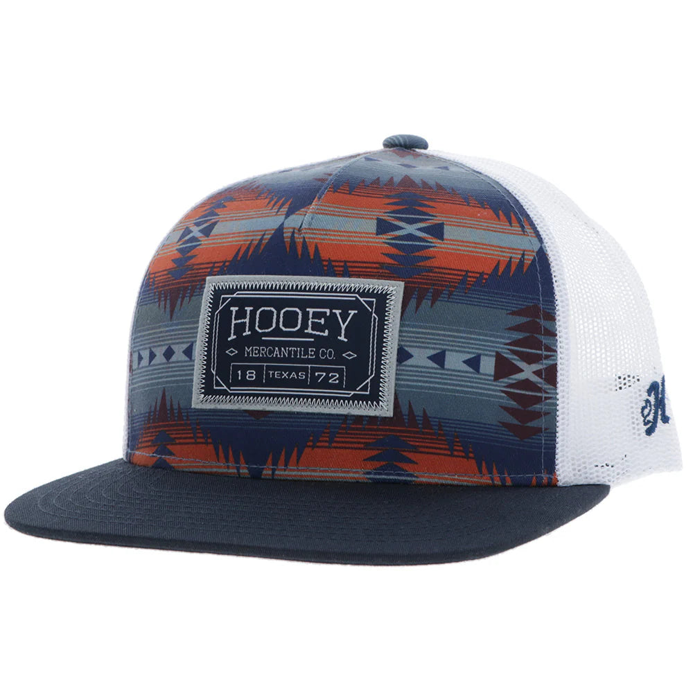 Hooey "DOC" Hat Navy/White Aztec w/ Rectangle Patch 2502T-NVWH