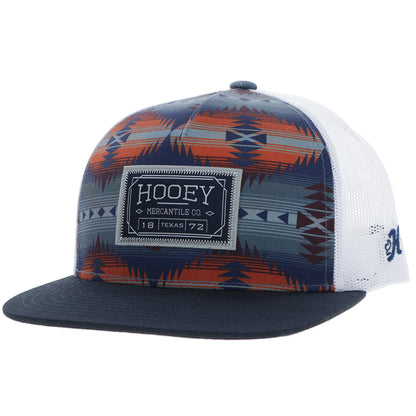 Hooey "DOC" Hat Navy/White Aztec w/ Rectangle Patch 2502T-NVWH