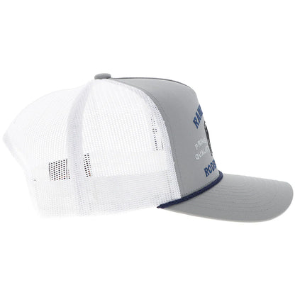 Hooey "RANK STOCK" Hat Grey/White W/ Blue & Black Stitching