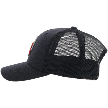 HOOEY "STRAP" ROUGHY HAT CHARCOAL/BLK W/RED & WHITE LOGO