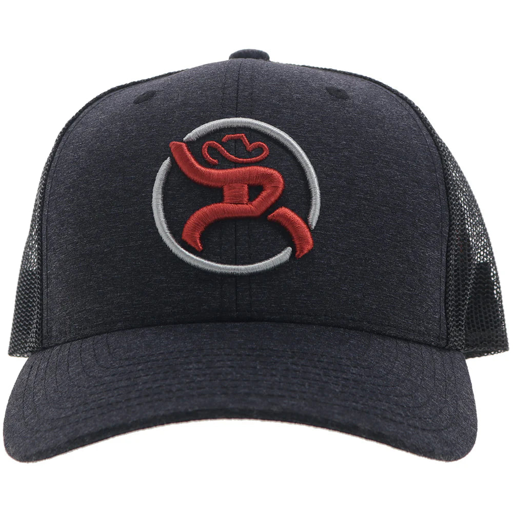 HOOEY "STRAP" ROUGHY HAT CHARCOAL/BLK W/RED & WHITE LOGO