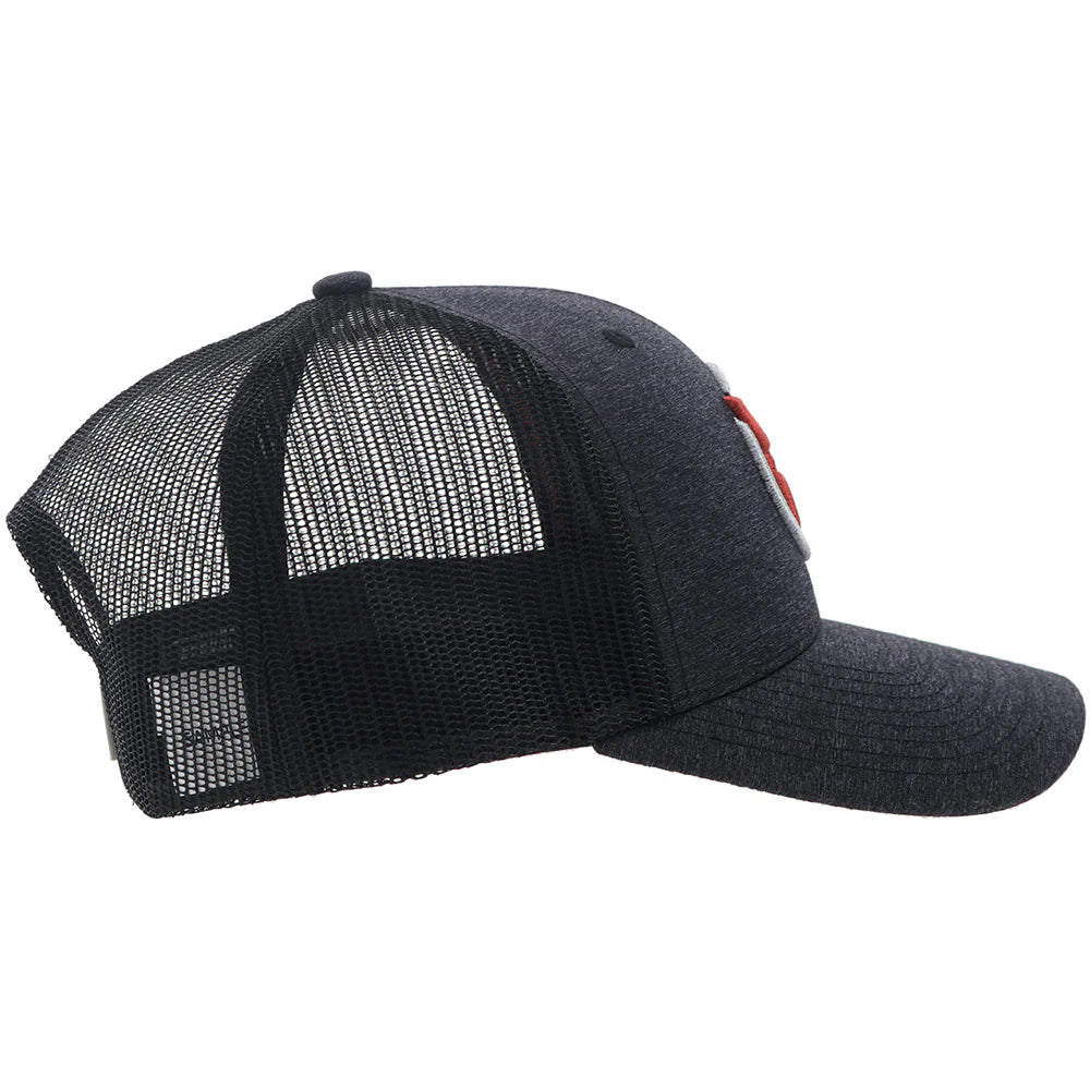 HOOEY "STRAP" ROUGHY HAT CHARCOAL/BLK W/RED & WHITE LOGO