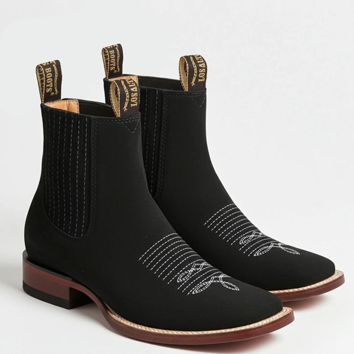 Los Altos Men Square Toe Nobuck Black Ankle Boot 82BM26305