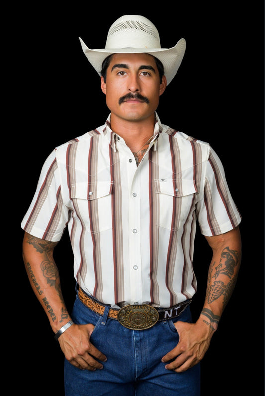 The Tristan In Brown Short Sleeve Snap FPS1026049