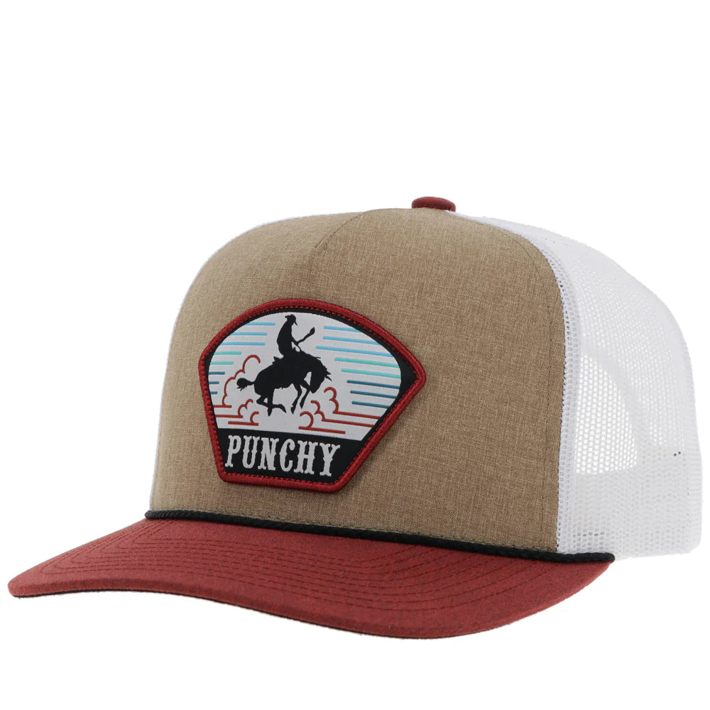 HOOEY "PUNCHY" HAT TAN/WHITE W/BLUE/ RUST & WHITE PATCH