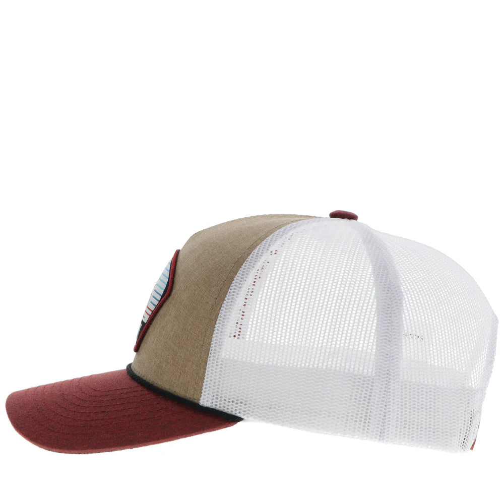 HOOEY "PUNCHY" HAT TAN/WHITE W/BLUE/ RUST & WHITE PATCH