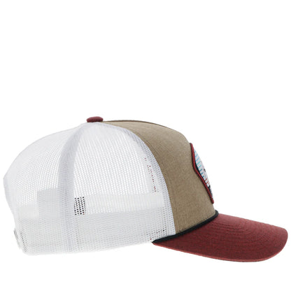 HOOEY "PUNCHY" HAT TAN/WHITE W/BLUE/ RUST & WHITE PATCH