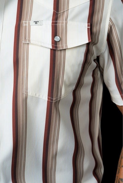 The Tristan In Brown Short Sleeve Snap FPS1026049