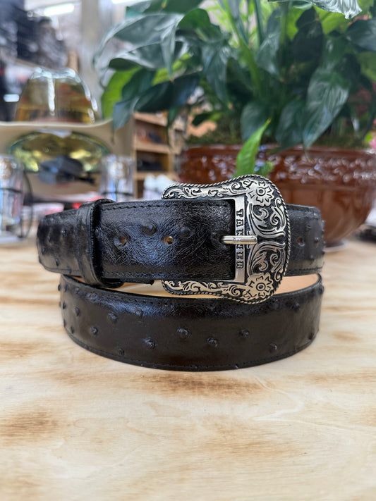 Tanner Mark Black Print Ostrich Men’s Belt