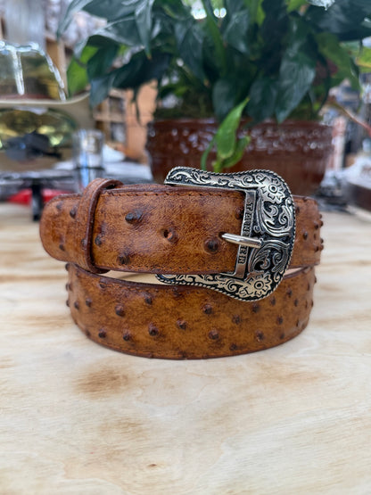 Tanner Mark Cognac Print Ostrich Men’s Belt TMB200961