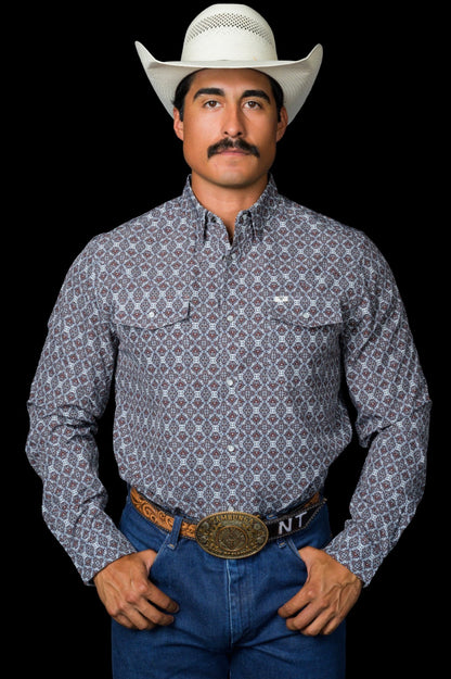 Ferrell The Connor In Brown Long Sleeve Snap Shirt FPL1026006