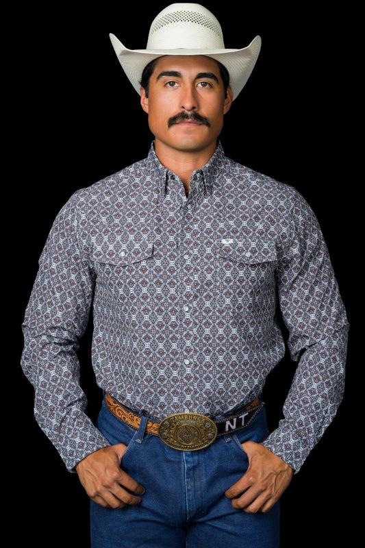 Ferrell The Connor In Brown Long Sleeve Snap Shirt FPL1026006