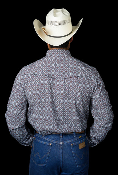 Ferrell The Connor In Brown Long Sleeve Snap Shirt FPL1026006