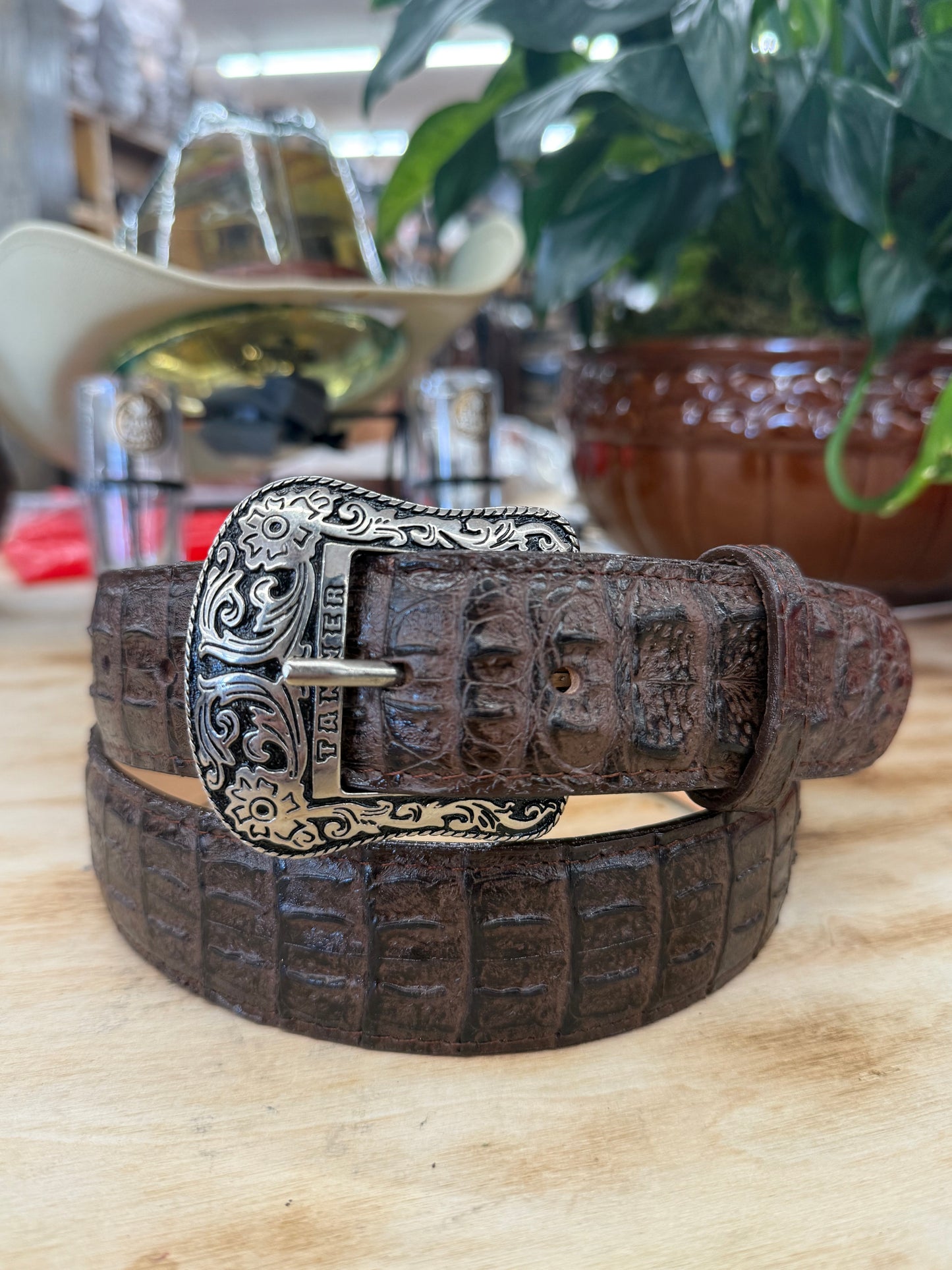 Tanner Mark Brown Print Hornback Men’s Belt