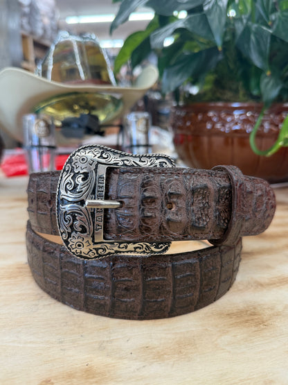 Tanner Mark Brown Print Hornback Men’s Belt