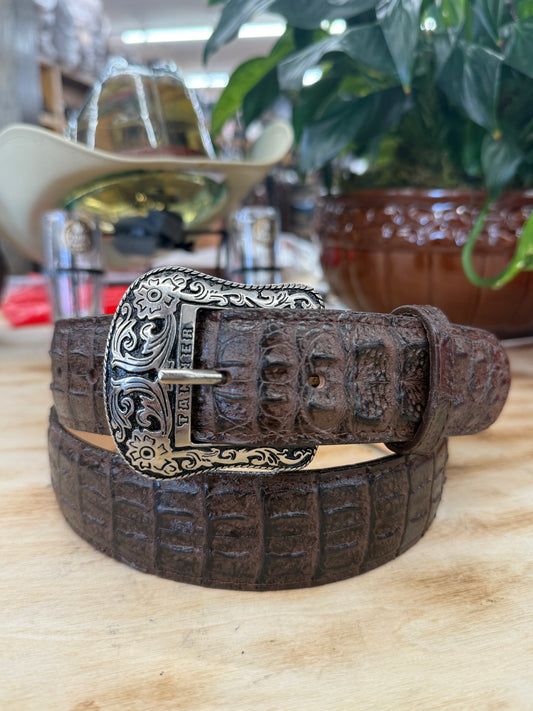 Tanner Mark Brown Print Hornback Men’s Belt