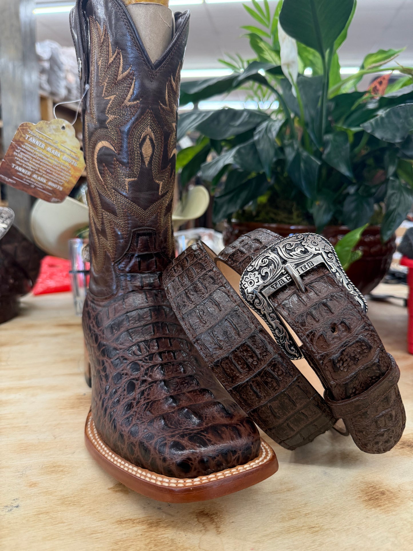 Tanner Mark Brown Print Hornback Men’s Belt