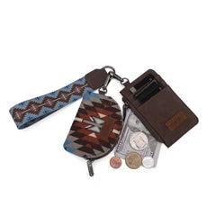 Wrangler Southwestern Art Print Dual Pouch Coffee Wristlet WG2213-W0051CF