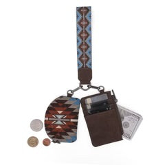 Wrangler Southwestern Art Print Dual Pouch Coffee Wristlet WG2213-W0051CF