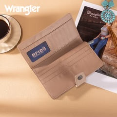 Wrangler Western Floral Tooled RFID Wallet Khaki WG339-W080KH