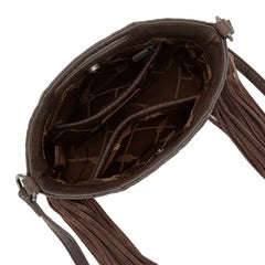 Wrangler Genuine Cowhide Top Handle Fringe Crossbody Coffee WG283-8015CF