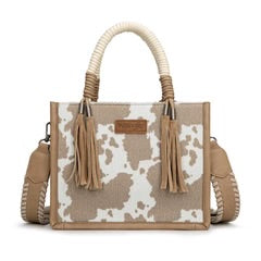Wrangler Cow Print Tote/Crossbody Khaki WG386-8120SKH