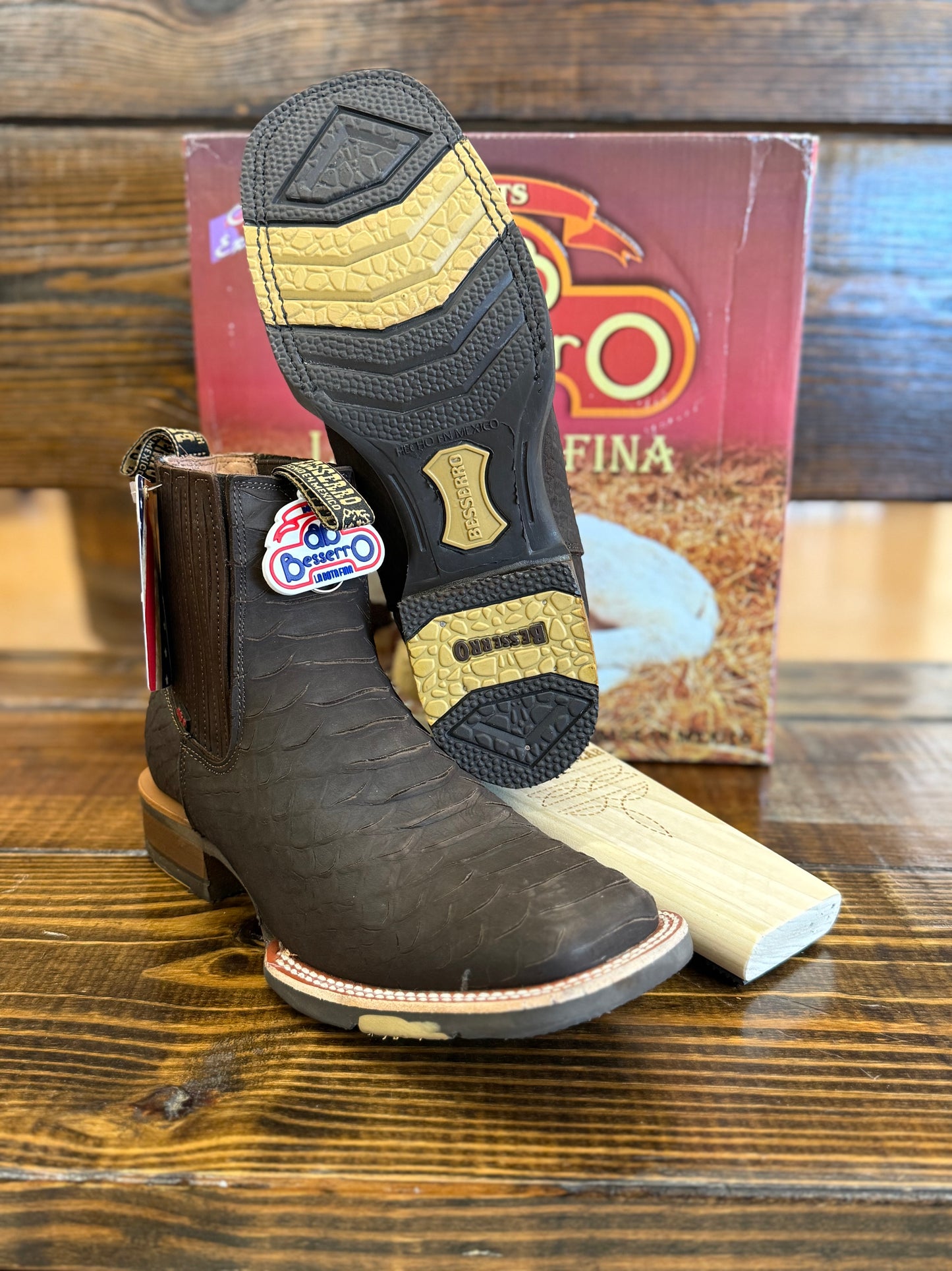Besserro Botin Rodeo Pithon Nobuck Cafe Suela Hule