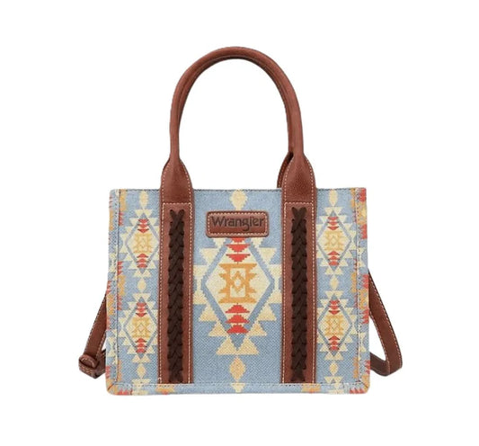 Wrangler Light Blue Southwestern Print Small Tote/Crossbody WG22028120SBR