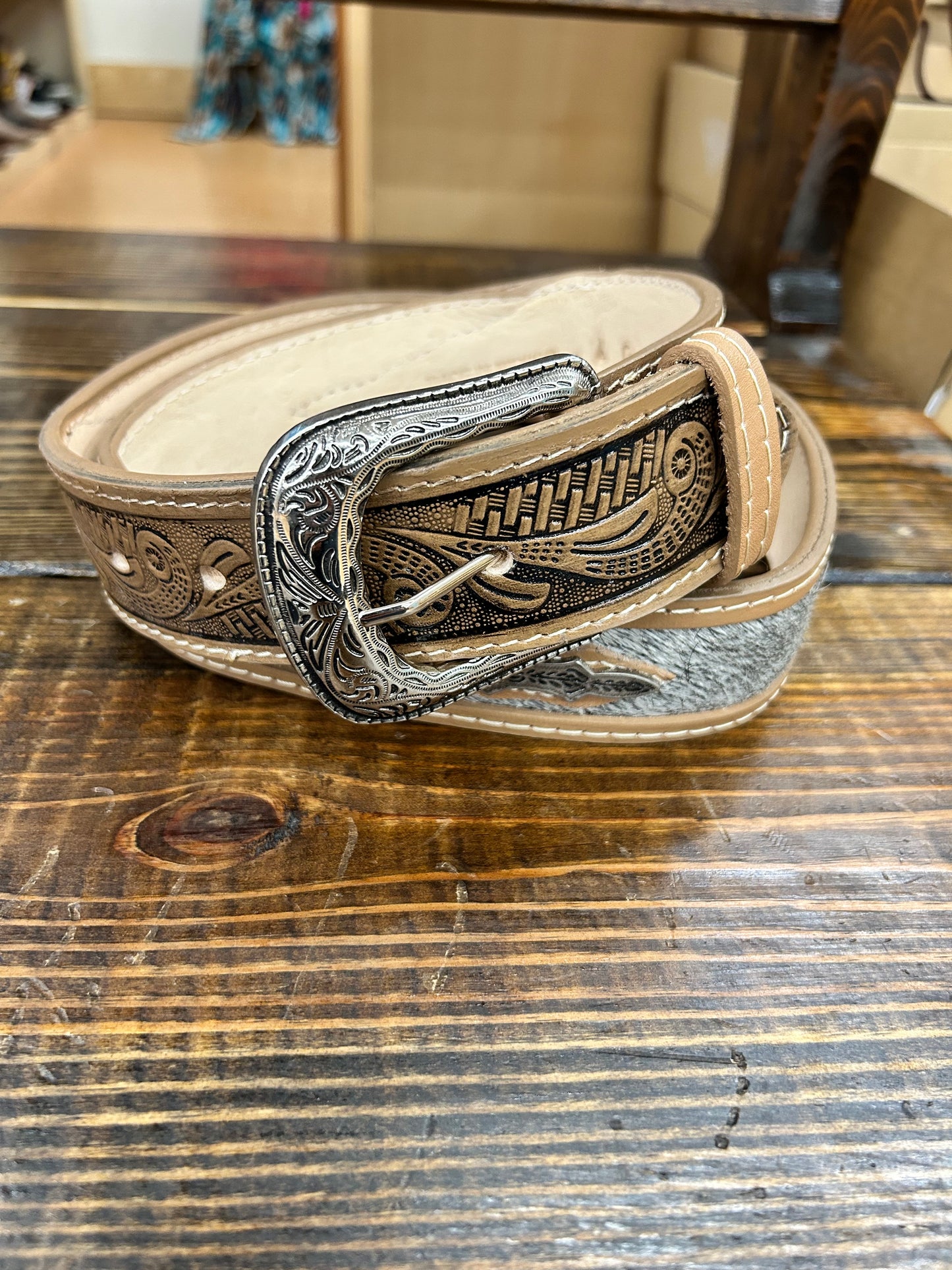 Genuine Leather Hair-on hide Belt