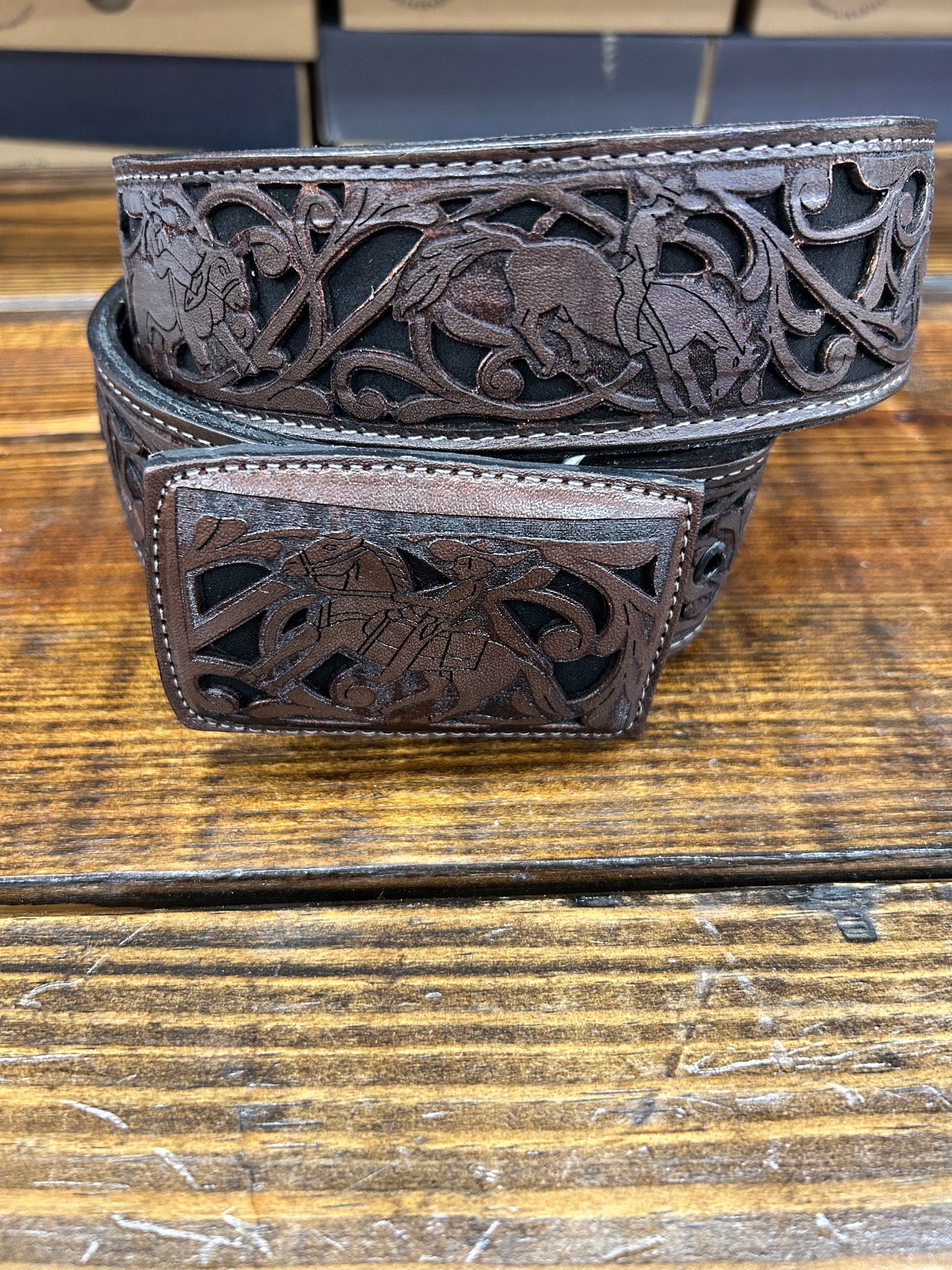 Brown Leather Mexican Belt