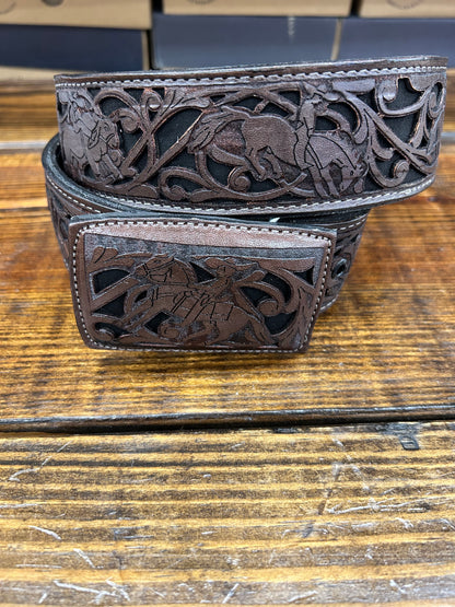 Brown Leather Mexican Belt
